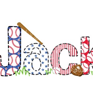 Personalized Baseball Name, Sublimation T-Ball Name Digital Image, Custom Boy Name, Baseball Alphabet Set PNG, Personalized Name Download image 2