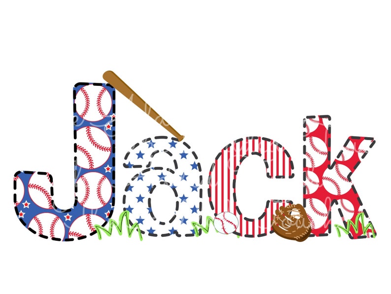 Personalized Baseball Name, Sublimation T-Ball Name Digital Image, Custom Boy Name, Baseball Alphabet Set PNG, Personalized Name Download image 2