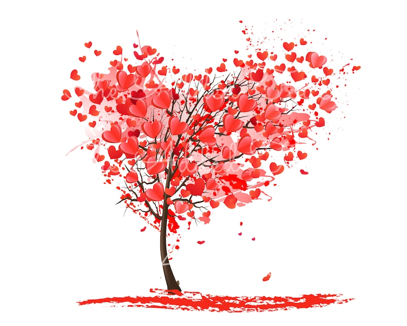 Rote Herzbäume PNG, Herbstbäume, Valentinstag Herzbäume, Liebesherzen