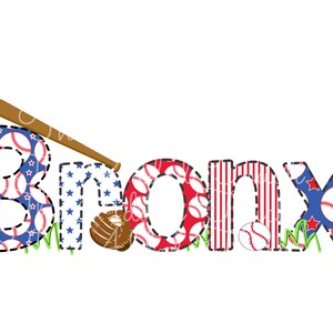 Personalized Baseball Name, Sublimation T-Ball Name Digital Image, Custom Boy Name, Baseball Alphabet Set PNG, Personalized Name Download image 1
