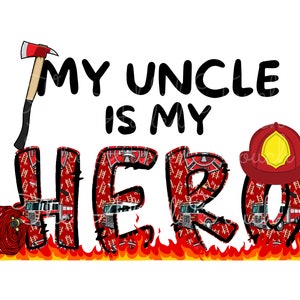 Brandweerman papa PNG, afbeelding Daddy is My Hero, EMS png, sublimatie brandweerman vader, brandweerman held digitaal, kind van brandweerman shirtontwerp afbeelding 3