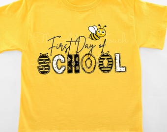 First Day of School, Bee Design for First Day of School, Summer Bee Image, Honey Bee 1st Day of School PNG, First Day of School Shirt Design
