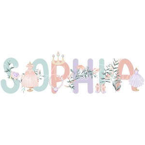 Nombre de princesa personalizado, imagen digital de cumpleaños de princesa por sublimación, nombre de niña personalizado, body de princesa PNG, imagen de camiseta con nombre de princesa