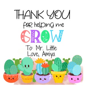 Custom Teacher Name, Sublimation Teacher Name Digital Image, Custom Teacher Name, Thank You for Helping Me Grow, Teacher Gift