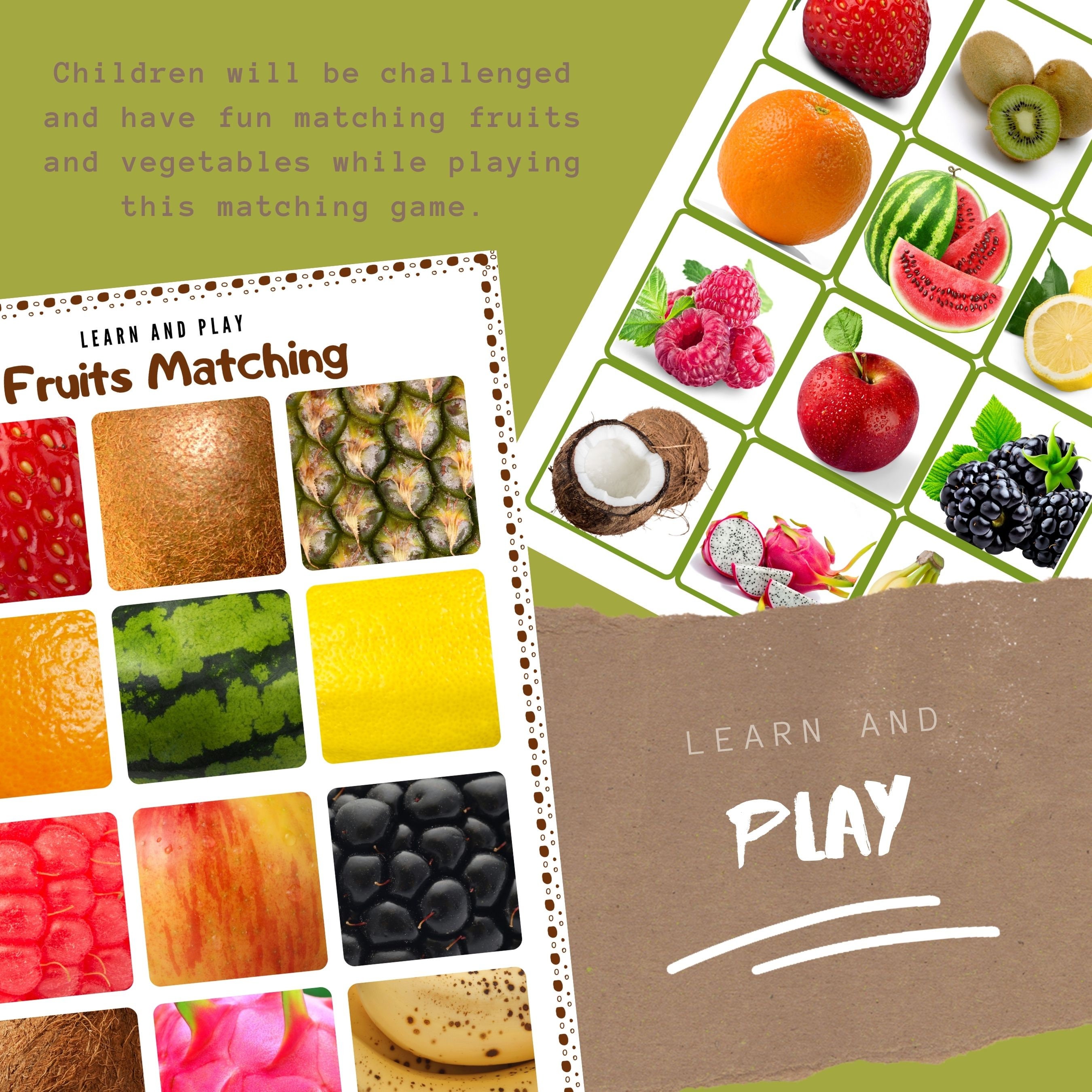 Fruits and Vegetables Matching Game Printable Homeschool Etsy Canada