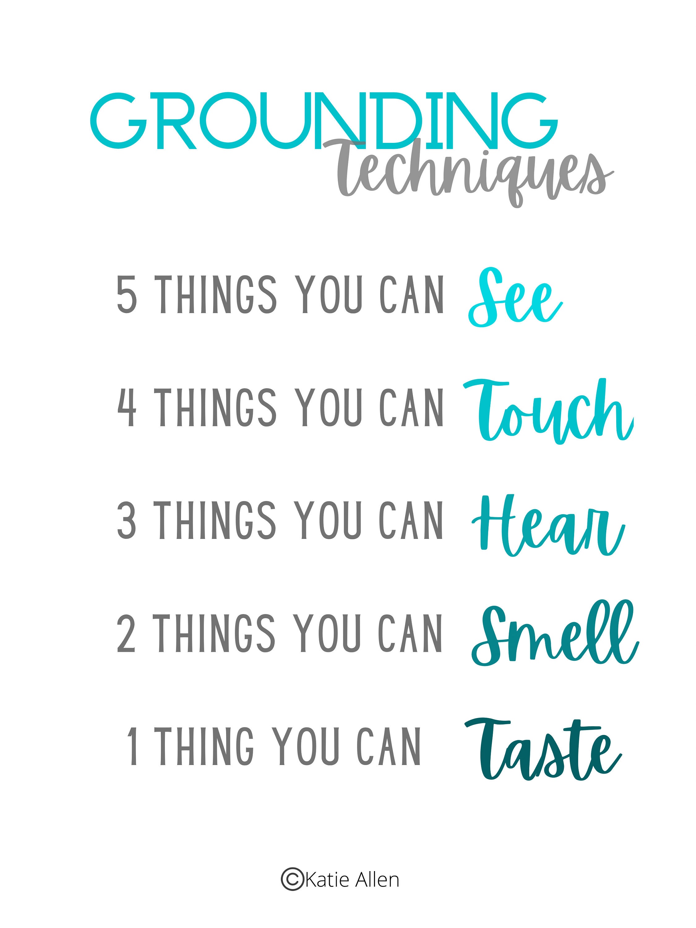 Grounding Digital Print, Anxiety, Instant Download, Mental Health ...