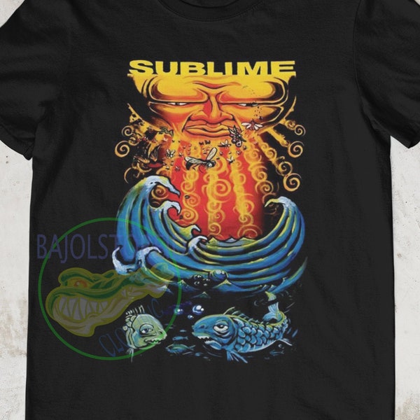 Erhabenes Hemd, erhabene Poster Fisch und Sonne Tshirt, erhabene t-Shirt, erhabene T-shirt, erhabene Band t-Shirt, erhabene t-Shirt, Vintage Sublime
