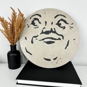 Handmade Man in The Moon Face Decor Chippy Distressed Vintage Style
