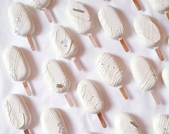 Luxury White Chocolate Cakesicles - Personalised/unique gift & Wedding favour