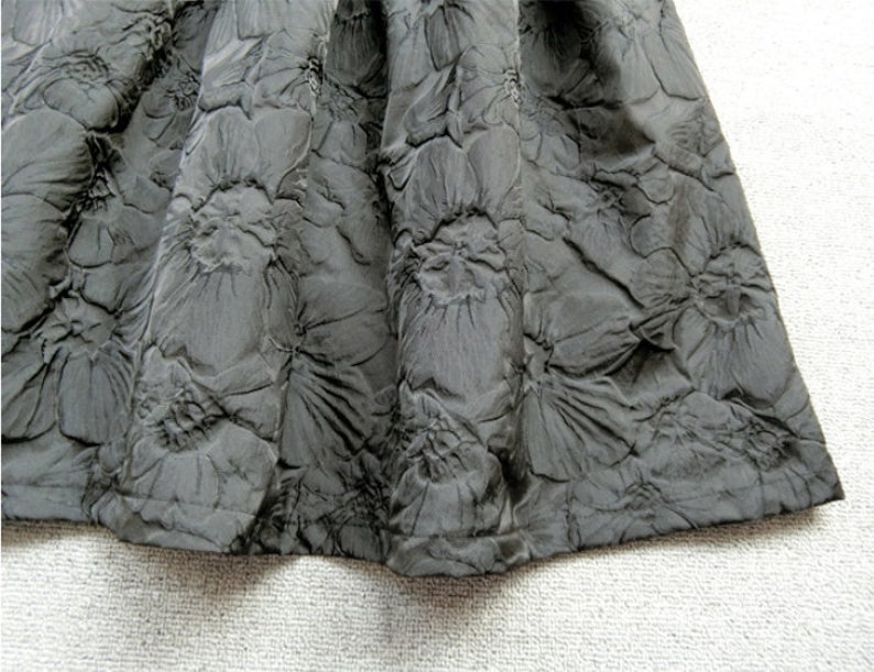Vintage jacquard embroidered A-line skirt,Black high waist skirt,Autumn winter swing skirt,Hepburn style black umbrella skirt,Custom skirt. image 6
