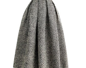 Jupe en laine blanche noire, jupe taille haute surdimensionnée, jupe femme d'hiver, jupe taille zippée, jupe en laine Xiaoxiangfeng, jupe personnalisée