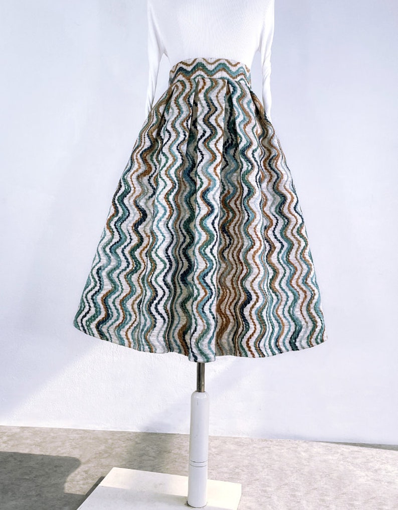 Retro heavy woolen skirt,A-line high-waisted ZIP pocket skirt,Sweet style swing skirt,Plus size skirt,Hepburn skirt,Custom skirt image 2