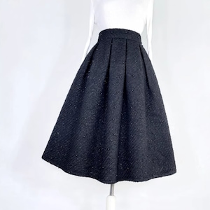Vintage A-line skirt women,Black rivet skirt ,Autumn winter swing skirt,Hepburn style black umbrella skirt,Pocket skirt,Custom skirt.