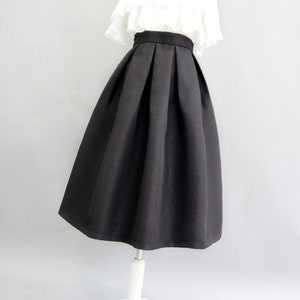 Vintage jacquard embroidered A-line skirt,Black high waist skirt,Autumn winter swing skirt,Hepburn style black umbrella skirt,Custom skirt.