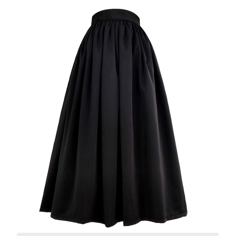 Black matte skirts,Satin skirt women,Hepburn style black umbrella skirt,Zip pleated skirt,Plus size skirt,Custom skirt. image 5