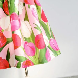 Jupe tulipe printemps et été, jupe trapèze taille haute zippée, jupe poche, jupe fée, cadeau pour elle, jupe personnalisée image 7