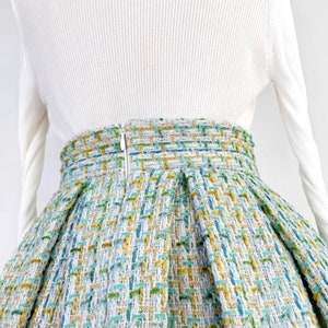 Elegant green tweed skirt,Autumn winter swing skirt,Hepburn style Green umbrella skirt,Pocket skirt,Custom skirt. image 5