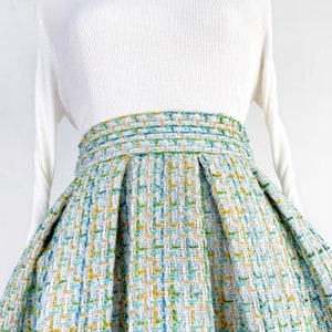 Elegant green tweed skirt,Autumn winter swing skirt,Hepburn style Green umbrella skirt,Pocket skirt,Custom skirt. zdjęcie 4