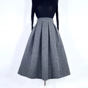 Grey woolen skirt women,Mid-autumn Winter long skirt,A-line skirt,Zipper waist Pocket skirt, Xiaoxiangfeng woolen skirt,Custom skirt