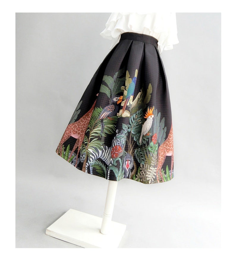 Classic jacquard embroidered A-line skirts,High waist long skirts,Autumn and winter swing skirts,Hepburn flared skirts,Custom skirts. image 4