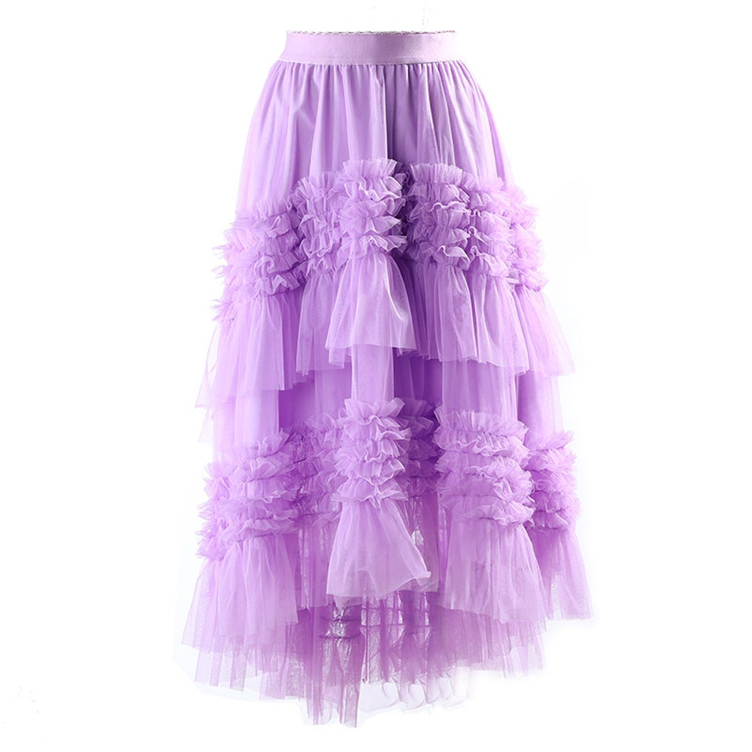 Fashion Elastic High Waist Skirtpleated Splicing Tulle - Etsy