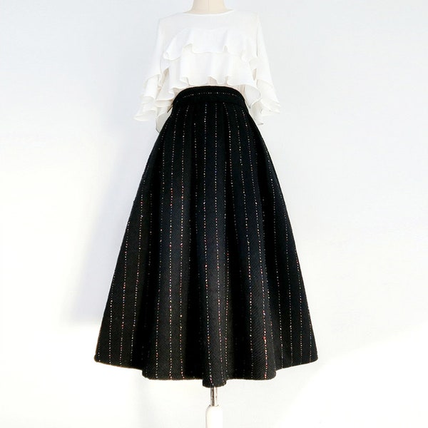 Hepburn-inspired high-waisted French A-line skirt