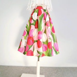 Jupe tulipe printemps et été, jupe trapèze taille haute zippée, jupe poche, jupe fée, cadeau pour elle, jupe personnalisée image 1