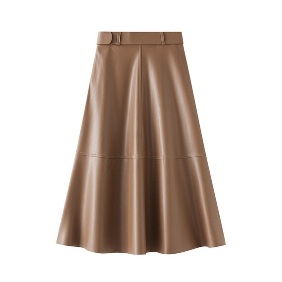 High waisted a line leather skirt top