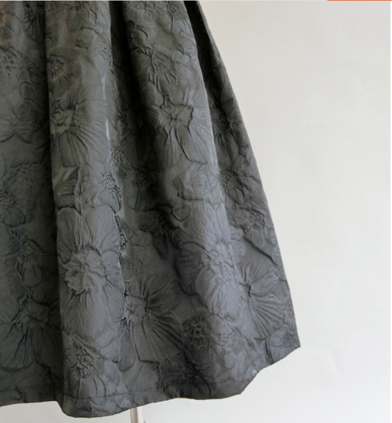 Vintage jacquard embroidered A-line skirt,Black high waist skirt,Autumn winter swing skirt,Hepburn style black umbrella skirt,Custom skirt. image 7