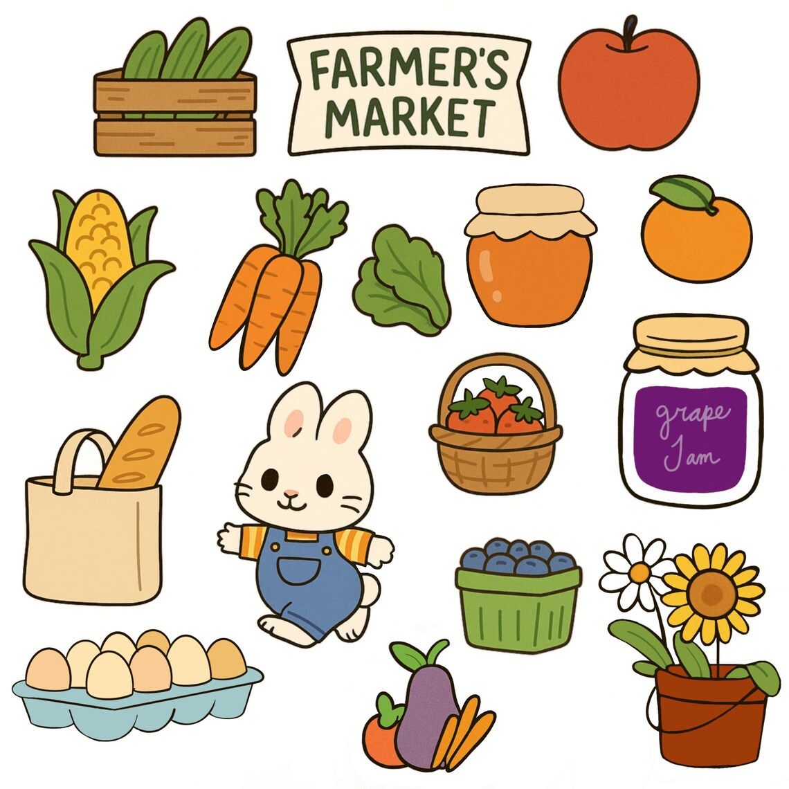 Farmers Market Sticker Sheet – Handmade Journal Stickers - Etsy