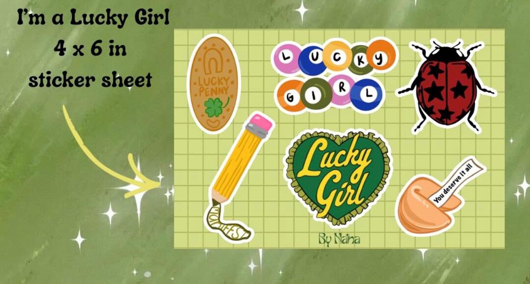 Luck Sticker Lucky Girl Sticker Sheet | Lucky Aesthetic Stickers | Junk Journal ...