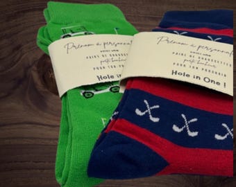 Chaussettes golf personnalisées cadeau | Hole in One gift personnalisé | Cadeau golfeur original Chaussettes golf homme | Cadeau humour golf