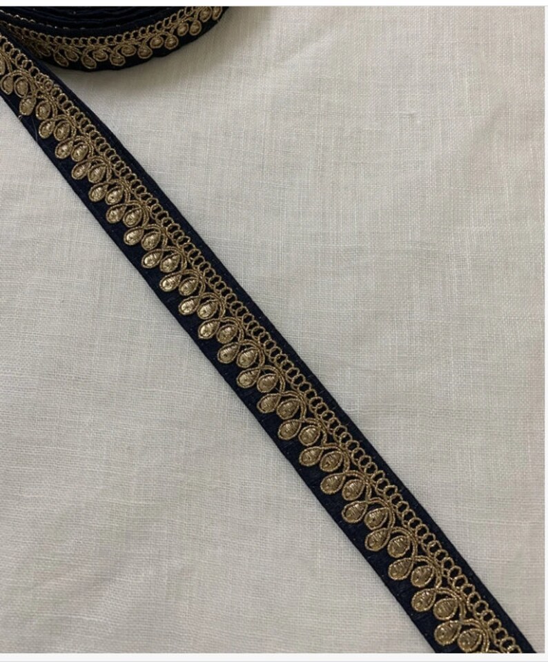 Handmade excellence Black Color embroidery border with Zari 9M craft Limited time sale Border