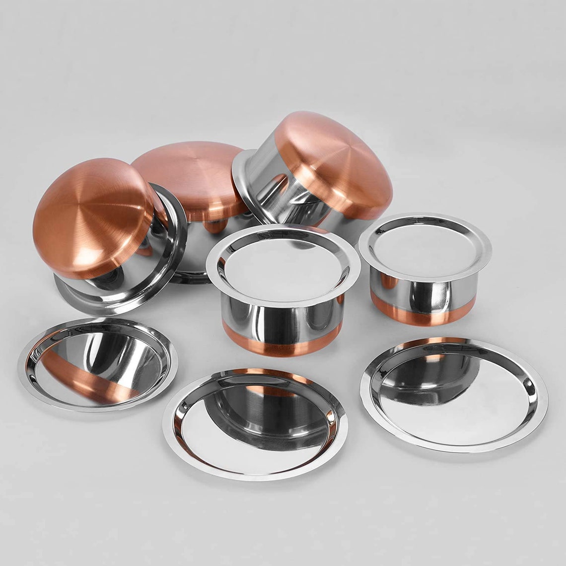 HandmadeStainless Steel Copper Bottom Set 5 Qty Stainless Etsy