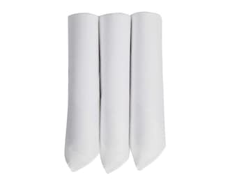 HandmadeMen's Cotton White Handkerchief (Pack of 3) MM-246