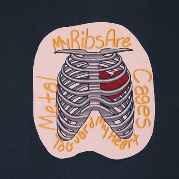 Hayley Williams Ego Death at a Bachelorette Party Sticker " My Ribs Are Metal Cages To Guard My Heart" - Hard