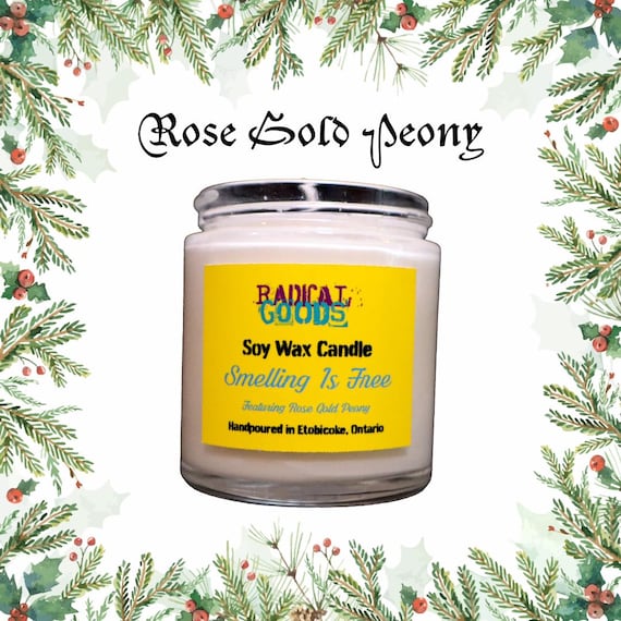 Rose Gold Peony Scented Soy Candle Inspired by Blondie - Smelling Is Free