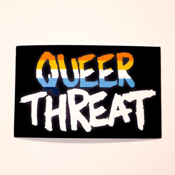 Queer Threat Pride Flag Vinyl Stickers - Aromantic, Asexual, Lesbian, Drag, and Maverick