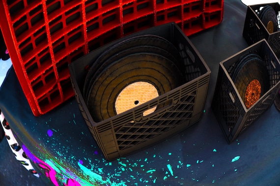 Record Coasters & Crate Set - A Radical Goods x Art By Jen Leather Work Collab
