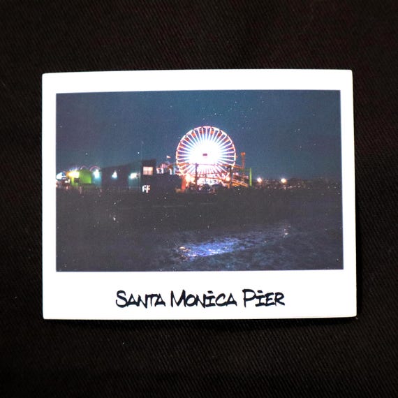 Santa Monica Pier Polaroid Sticker | California Landmark Travel Vinyl Sticker | Handmade by Radical Goods