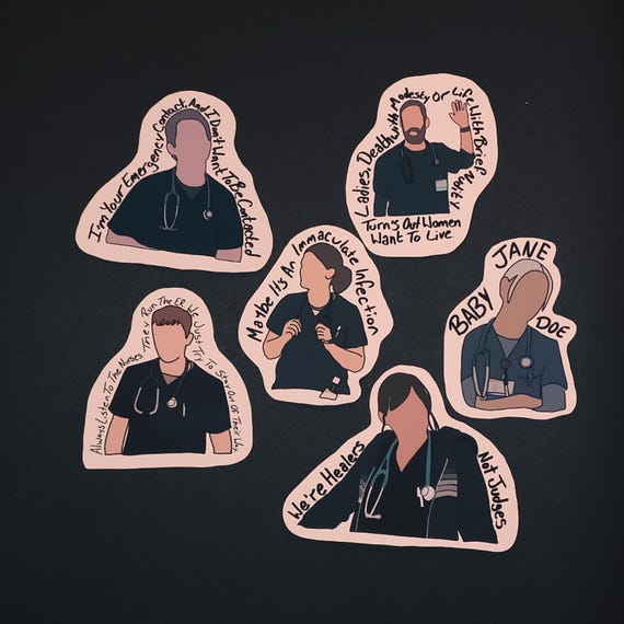 The Pitt Season 2 Stickers - Dr. Santos, Dr. Robby, Nurse Dana, Dr. Whittaker, Dr. McKay, Dr. Abbot