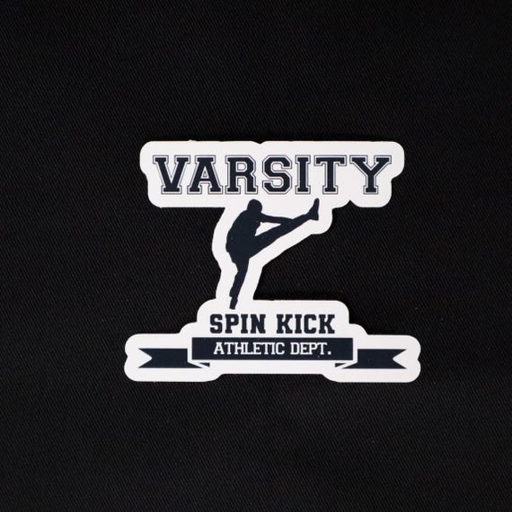 Spin Kick Varsity Athletic Department Vinyl Die Cut Sticker