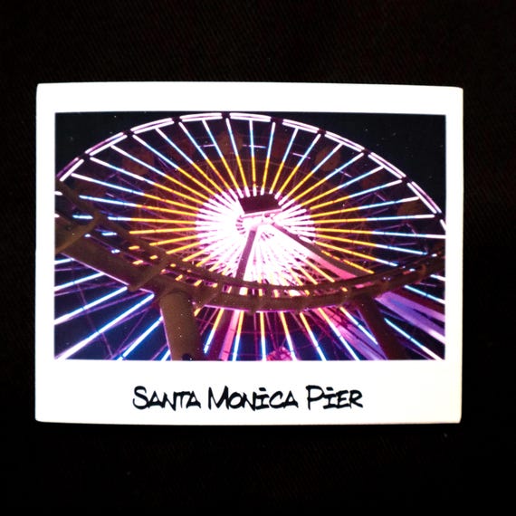 Santa Monica Pier Ferris Wheel Polaroid Sticker | Santa Monica Travel Vinyl Sticker | Handmade by Radical Goods