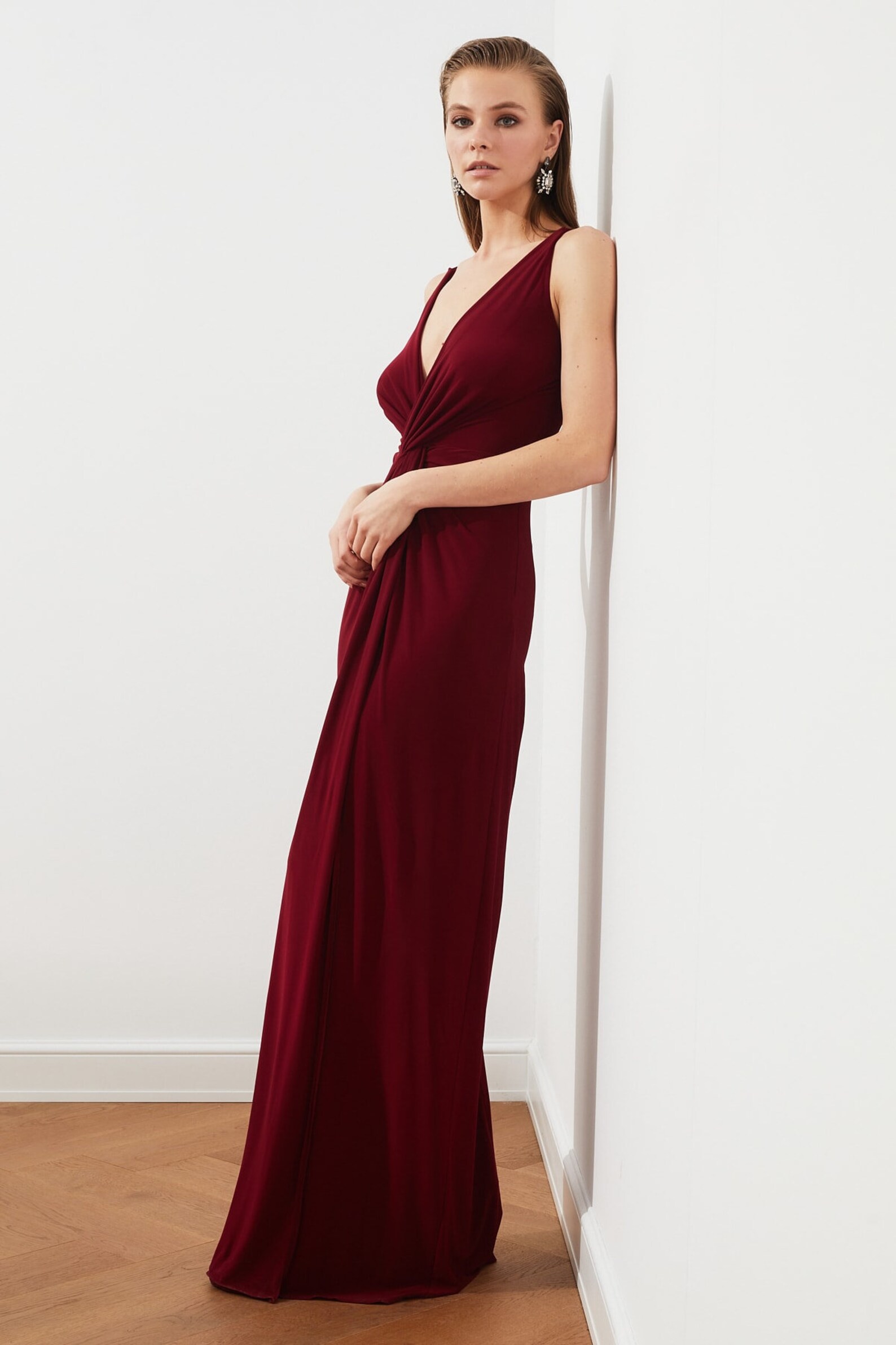 black and maroon gown