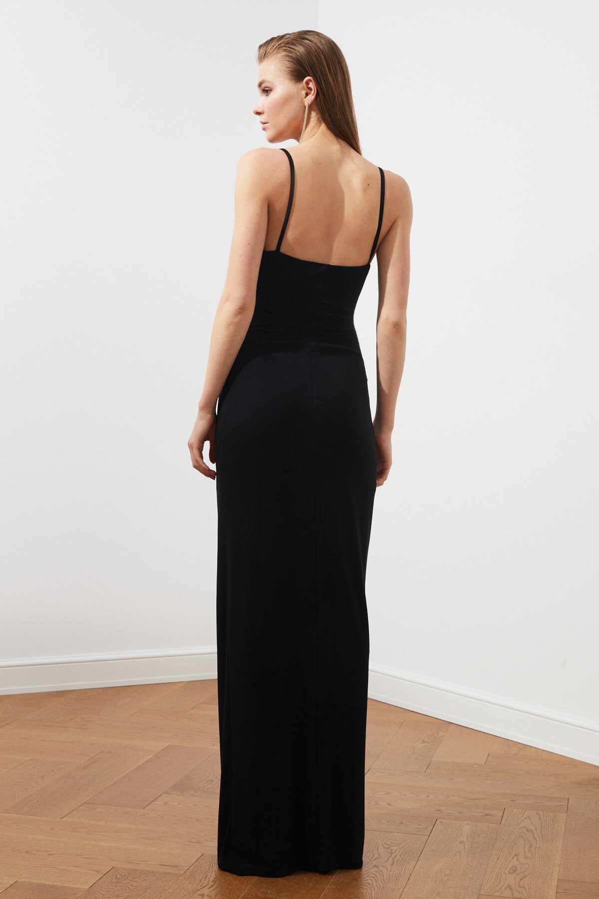 black and maroon gown