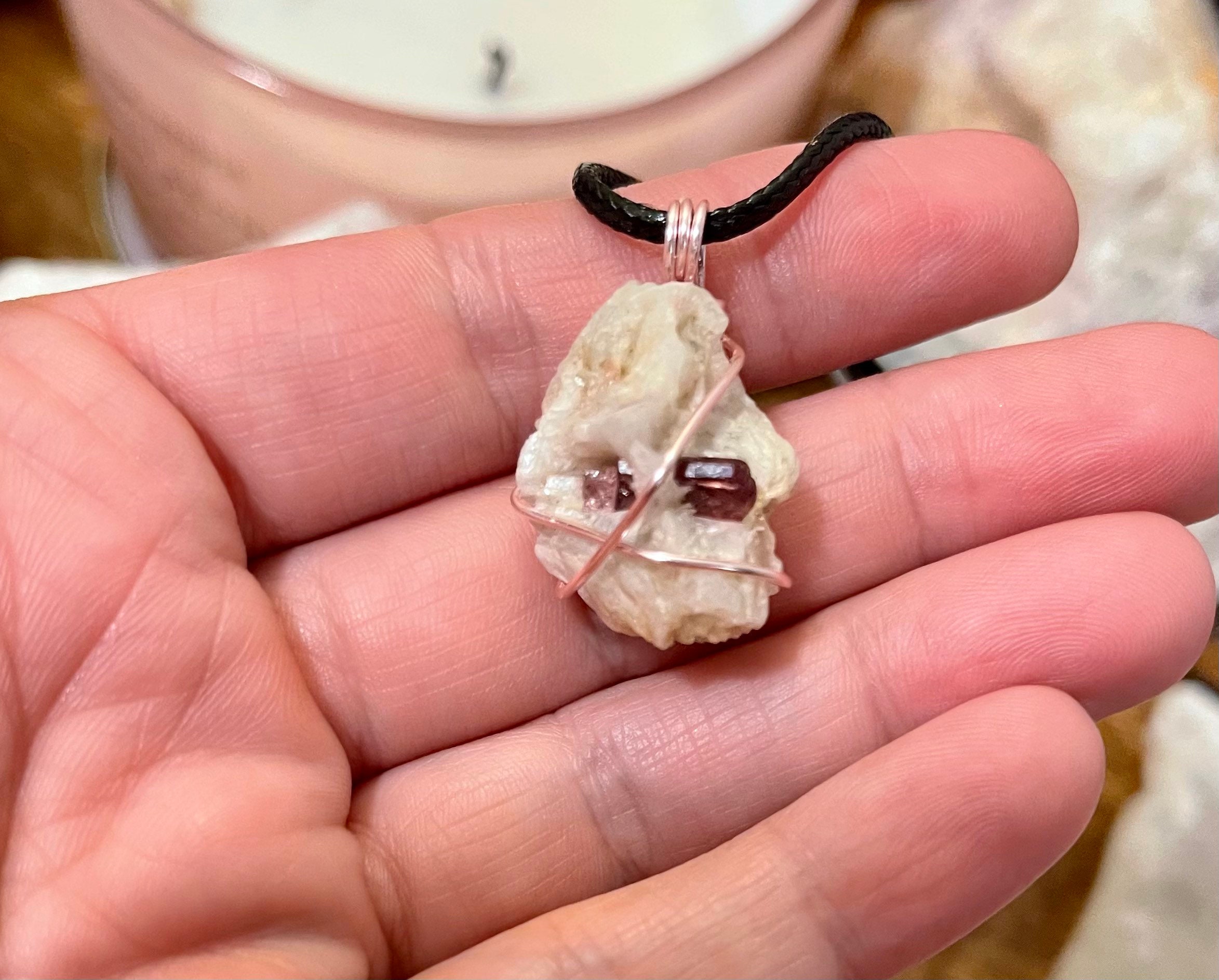 Rosa und grün Turmalin in Quarz Draht gewickelt Halskette | Etsy