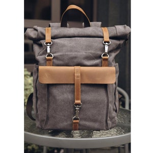 Laptop backpack, Waxed canvas backpack, Vintage backpack, Leather backpack women, Large canvas backpack, Rucksack, Travel bag
