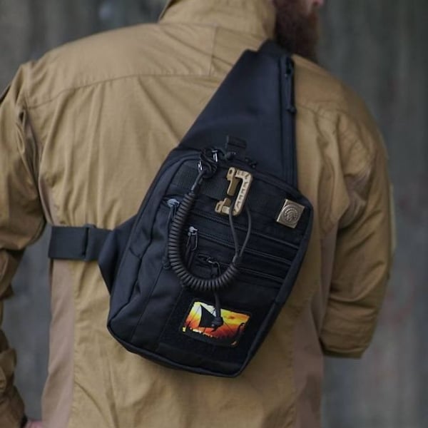 Tactical shoulder bag, EDC sling bag, Messenger bag for Men, Shoulder holster bag, Pistol Concealed Carry Bag, Military waist pack