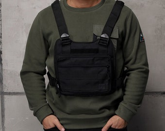 Chest Rig, Сhest bag black, equipo táctico, sistema MOLLE, Black kit bag, Chest Pack, chaleco táctico militar, Handmaid bag, Cordura, Techwear