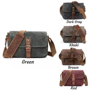 Gewachste Canvas Kameratasche, Messenger-Tasche, Kameratasche, Crossbody-Kameratasche, Kamera-Objektivtasche, kleine Kameratasche, Weihnachtsgeschenk Bild 9